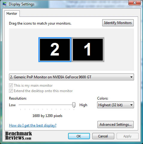 VISTA Dual Monitor Displays Settings End