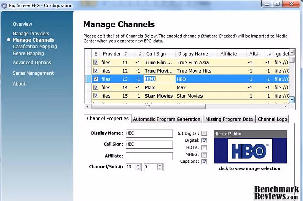 Windows Media Center Big Screen EPG