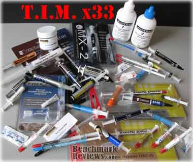 Benchmark Reviews has seen a lot of products made for the purpose of delivering better performance.  Some of these products exist for overclockers and enthusiasts, and often times help deliver performance out of otherwise tame hardware.  Other products sometimes only deliver the empty marketing claim of improvements.  Of all the products we have seen and tested, one particular category always stands out as the culprit for over-hyped promises: Thermal Interface Material (TIM).  Of all the heatsink compounds and thermal pastes made and marketed, they must all only concentrate themselves to deliver the simple function of mating the CPU to the cooler with the highest thermal conductivity possible.  Of course, some work better than others, and this is exactly what Benchmark Reviews intends to discover.  Please join us for a comprehensive testing of 33 different TIM products.