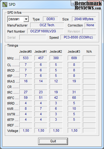 OCZ Fatal1ty DDR3 CPU Tweaker SPD