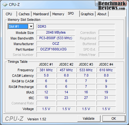 OCZ Fatal1ty DDR3 CPU Z SPD