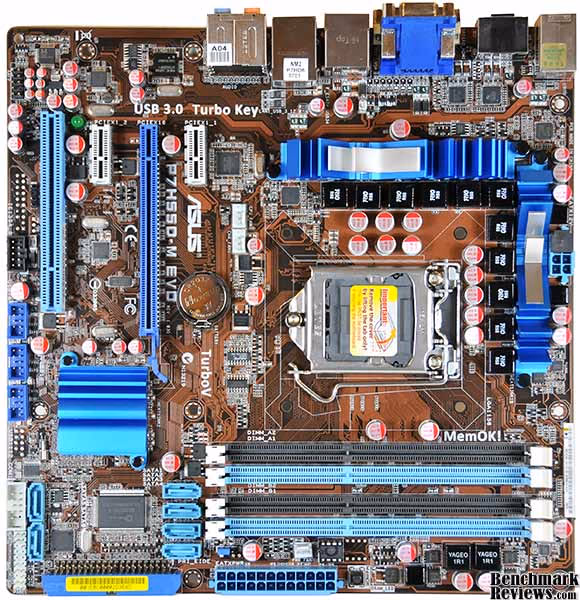 ASUS p7h55d M Evo, top view