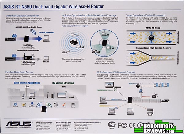 ASUS RT N56U Dual Band Wireless N Gigabit Router Box, rear view