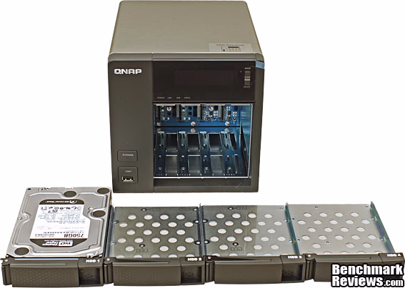 QNAP TS 419P II Turbo NAS Server Front With Trays