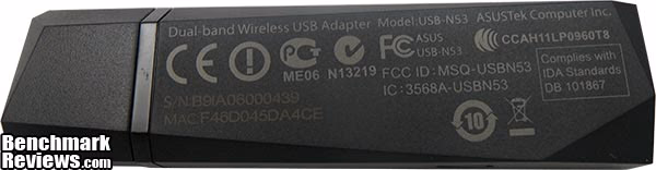 ASUS USB N53 Dual Band Wireless N USB Adapter, bottom view