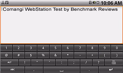 Camangi WebStation Tablet PC Text Input