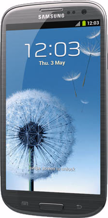 Samsung Galaxy S3 Smartphone Grey Turned, front view