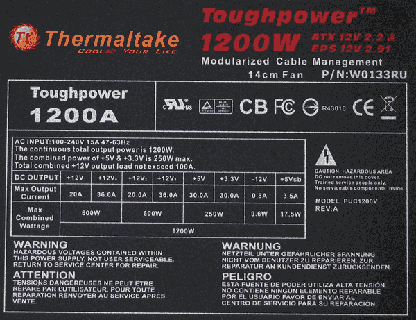 Thermaltake Toughpower 1200W Modular PSU