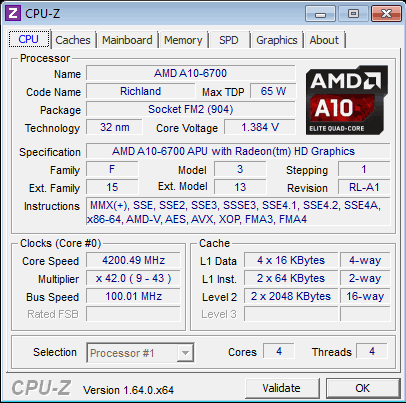 AMD A10 6700 CPUZ