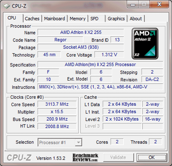 AMD Athlon II X2 255 CPUZ