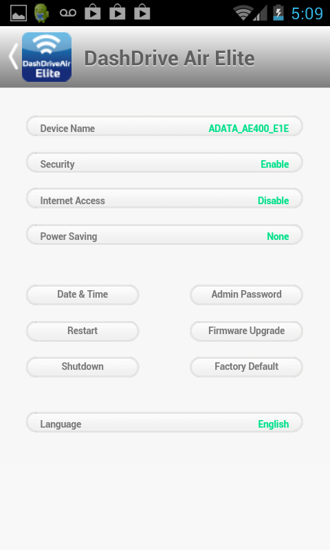 ADATA DashDrive Air AE400 Settings