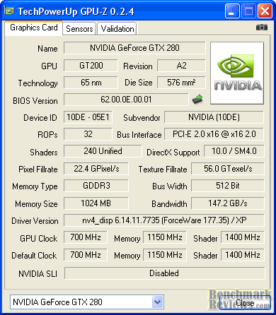 ZOTAC GTX280 AMP%21 Edition GPU Z